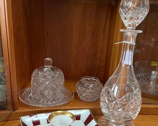 Waterford pieces decanter , cheese tray and bowl
Limoges caviar serving platter