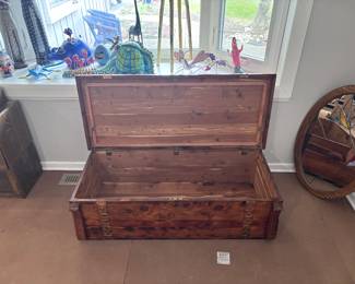 Cedar hope chest with brass buckles