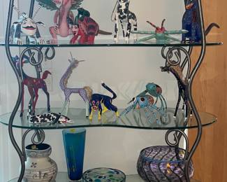 MCM Whimsical glass 6ft shelf unit with metal sides