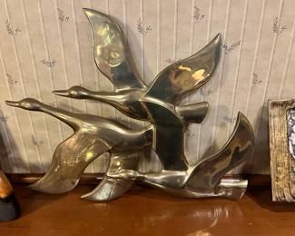 Mid Century Brass Bird Sculptural Wall Decor