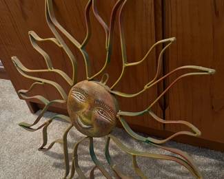 Metal Smiling Sun Wall Hanging