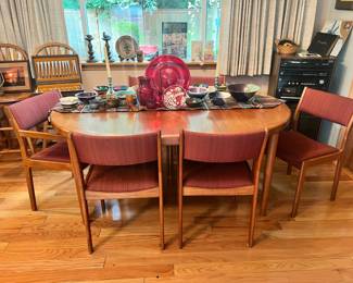 Mid Century Teak Oval Dining Chair with 6 Dining Chairs