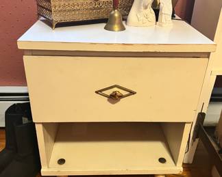 Mid Century White Nightstand