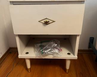 Mid Century White Nightstand