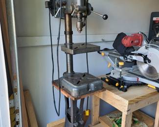 Power king drill press with stand on wheels