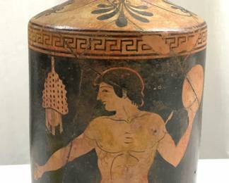 C KARMIRIS signed Greek Lekythos Ceramic Vessel