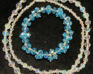 Lot 2 Crystal Beaded Necklace & Bracelet