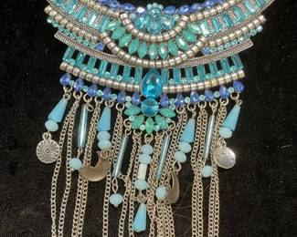 Blue Crystal Statement Pendant Necklace