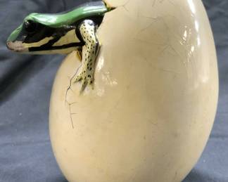 R MIRANDA Signed Cracked Egg Baby Frog MEXICO