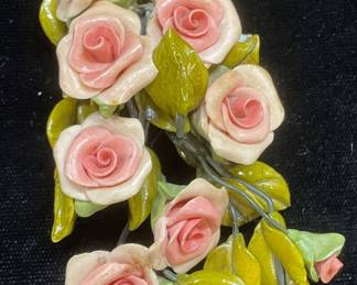 Vintage Handmade Rose Flower Brooch 3.5In L