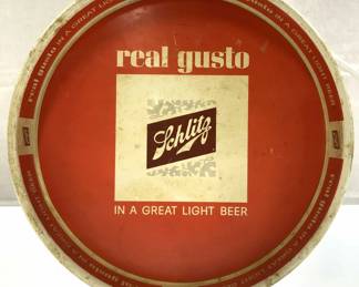 SCHLITZ Vintage Circular Metal Serving Tray