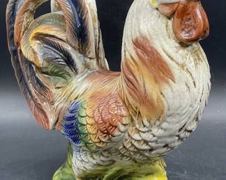 Multicolored Ceramic Rooster Figural, 12 Inch Ht