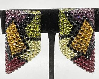 Vintage Multicolored Bejeweled Crystal Earrings
