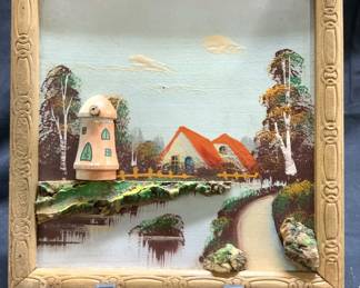 Framed Acrylic Landscape Painted W Beveled Areas