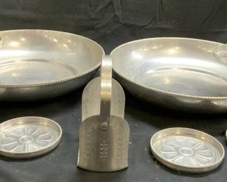 Lot 11 Vntg Metal Rim & Dip Bowls & Coasters