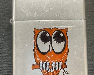 Vintage Storm King Silver Tone Owl Lighter
