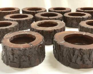 Set 16 Adirondack Style Wood Votive Candle Holders