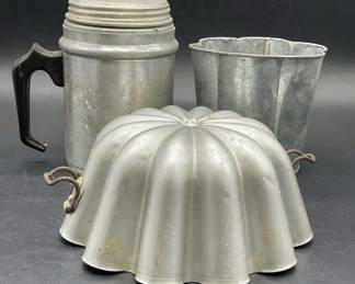 Lot3 Vintage Silver Tn Metal Kitchenware Tableware