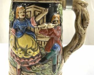 Vtg Ceramic German Beer Stein Music Box W Lid