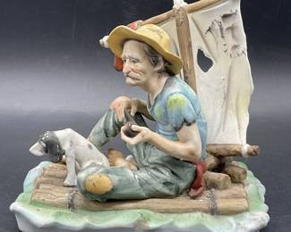 LEFTON Vintage Ceramic Man W/ Dog Figural