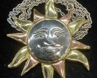 XL Sun Pendant Necklace, 3.75 Inches Wide