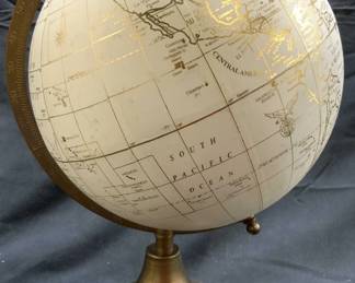 White & Gold Toned Tabletop Globe