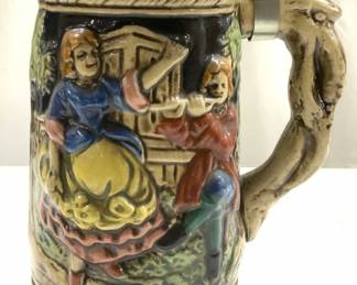 Vtg Ceramic German Beer Stein Music Box W Lid