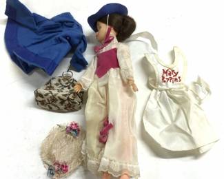Vintage Mary Poppins Doll W Stand & Accessories
