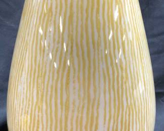 Striped Porcelain Vase White & Yellow
