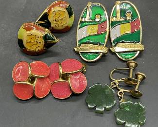 5 Vintage Clip On Earrings & Huangpu River Pins
