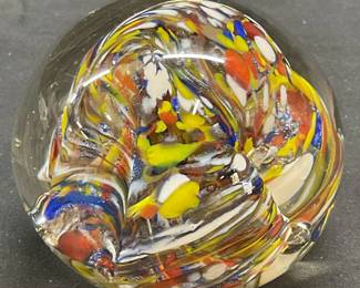 Hand Blown Multicolor Art Glass Paperweight