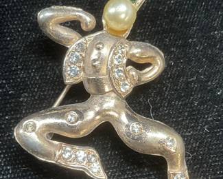 Vintage Gold Tn Figural Russian Dancer Brooch