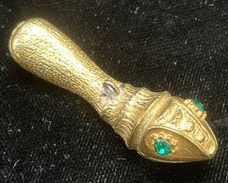 Vintage Gold Tone Reptile Head Pendant