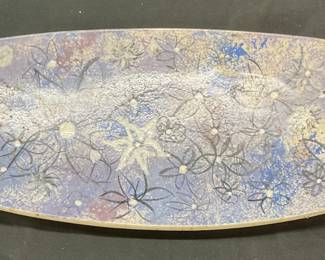 MCM Vtg Hand Painted Ceramic Floral Platter 1968