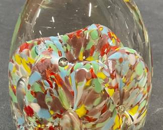 Hand Blown Multicolor Art Glass Egg Paperweight