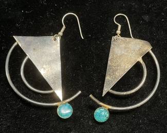 Vintage Silver Plated Geometric Earrings