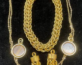 Group Lot Gold Tone, Necklace, Bracelet, Pendants