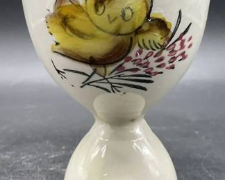 Vintage Hand Painted Chick Motif Ceramic Egg Cup