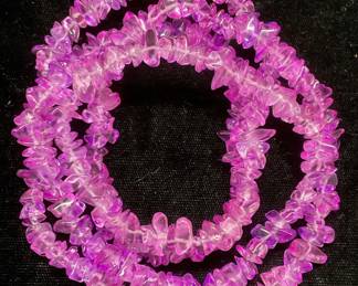 Purple Faux Stone Lucite Chip Bead Necklace