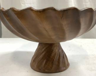 LANE & CO Scalloped Pedestal Bowl Brown