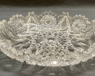Vintage Hand Cut Crystal Platter with Handles