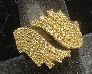 Gold Plated Crystal Cocktail Ring