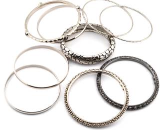 9 Stnlss St Stacking Bangle Bracelets RJGraziano+