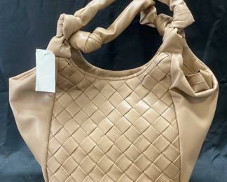 Tan Woven Faux Leather Handbag NWT
