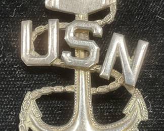 Vtg Sterling Silver U. S. Navy Insignia Brooch