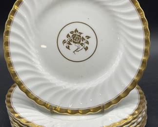 Set 7 MINTONS GOLD ROSE Porcelain Plates, Eng