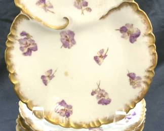 LIMOGES CFH GDM Set 6 Floral Porcelain Plates