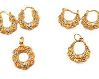 Two Sets Costume Earrings & Pendants