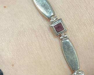 Vintage Sterling Silver Crystal Bracelet, Italy
