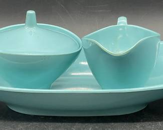 3 BOONTONWARE USA Vintage Blue Melamine Servers